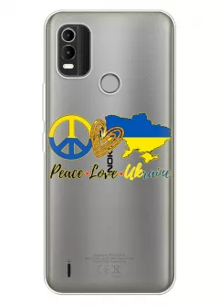 Чехол на Nokia C21 Plus с патриотическим рисунком - Peace Love Ukraine