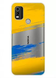 Чехол на Nokia C21 Plus из прозрачного силикона с украинскими мазками краски