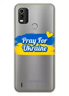 Чехол для Nokia C21 Plus "Pray for Ukraine" из прозрачного силикона