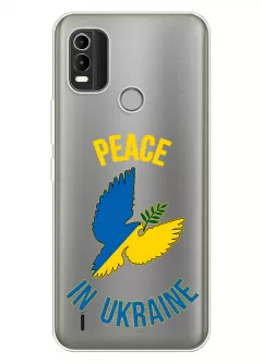 Чехол для Nokia C21 Plus Peace in Ukraine из прозрачного силикона