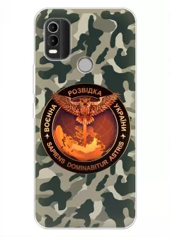 Камуфляжный чехол для Nokia C21 Plus с лого "Военная разведка Украины"