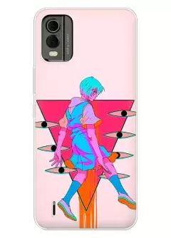 Чехол для Nokia C32 - Евангелион Evangelion Рей Аянами неоновый арт