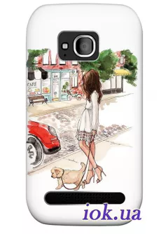 Чехол для Nokia Lumia 710 - Девушка с собачкой 