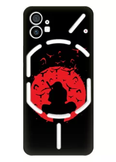 Nothing Phone 1 чехол силиконовый черный - Красное лого Саскэ Учиха