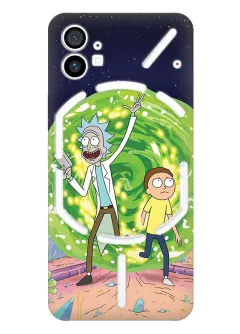 Nothing Phone 1 чехол силиконовый - Rick and Morty Рик и Морти Рик Санчез и Морти Смит вышли из портала
