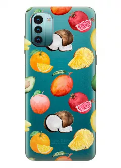 Чехол для Nokia G11 с картинкой вкусных и полезных фруктов