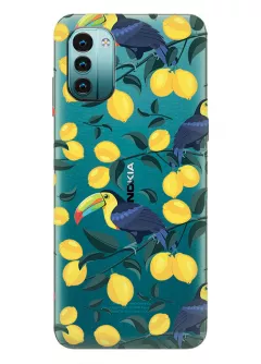 Радостный чехол для Nokia G11 с принтом - Туканы и лимоны