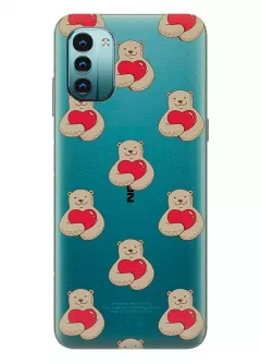 Чехол для Nokia G11 с принтом - Влюбленные медведи