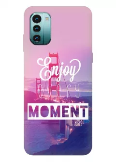 Чехол для Nokia G11 из силикона с позитивным дизайном - Enjoy Every Moment