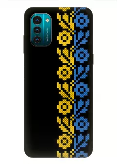 Чехол на Nokia G21 с патриотическим рисунком вышитых цветов