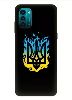 Чехол на Nokia G21 с справедливым гербом и огнем Украины