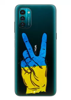 Прозрачный силиконовый чехол на Nokia G21 - Мир Украине / Ukraine Peace