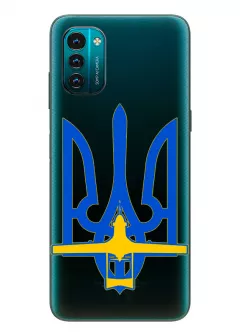Чехол для Nokia G21 с актуальным дизайном - Байрактар + Герб Украины