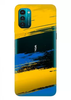 Чехол на Nokia G21 из прозрачного силикона с украинскими мазками краски