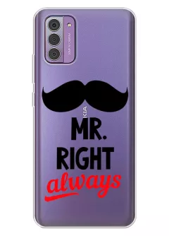 Чехол для Нокия Дж42 с прозрачным рисунком из силикона - Mr Right