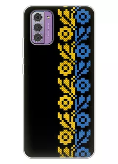 Чехол на Nokia G42 с патриотическим рисунком вышитых цветов