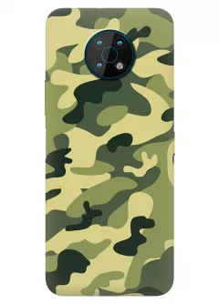 Военный чехол на Nokia G50 из прочного силикона с хаки принтом - Зеленый камуфляж