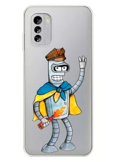 Прозрачный чехол на Nokia G60 5G с Бендером и коктелем Молотова