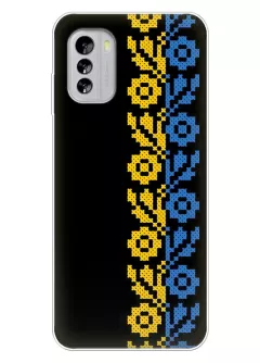 Чехол на Nokia G60 5G с патриотическим рисунком вышитых цветов