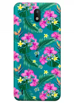 Прозрачный чехол для Nokia 1.3 - Тропические цветы