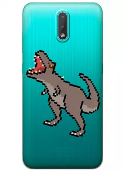 Прозрачный чехол для Nokia 2.3 - Пиксельный динозавр