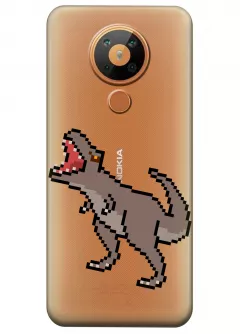 Прозрачный чехол для Nokia 5.3 - Пиксельный динозавр