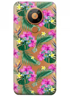 Прозрачный чехол для Nokia 5.3 - Тропические цветы
