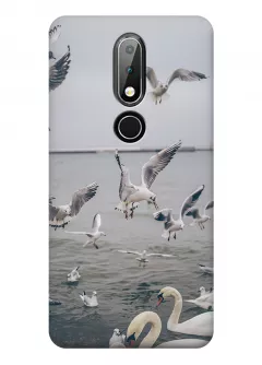 Чехол для Nokia 6.1 Plus - Морские птицы