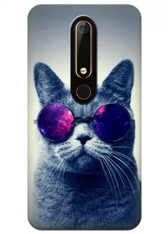Чехол для Nokia 6.1 - Кот в очках