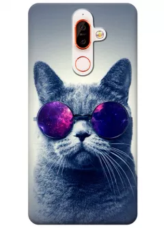 Чехол для Nokia 7 Plus - Кот в очках