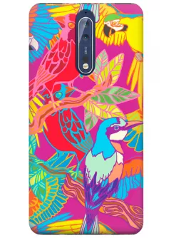 Чехол для Nokia 8 - Попугайчики
