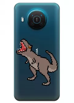 Чехол для Nokia X10 - Пиксельный динозавр