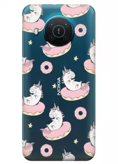 Чехол для Nokia X10 - Единороги на пончиках
