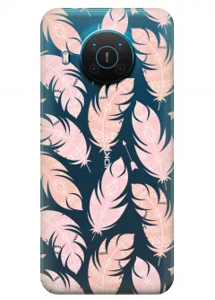Чехол для Nokia X10 - Розовые перья