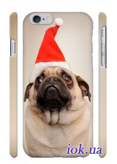 Чехол для iPhone 6 Plus - Новогодний мопс