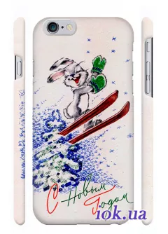 Чехол на iPhone 6 - Заяц на лыжах