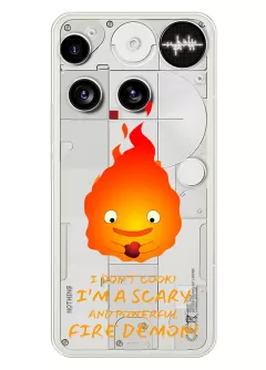 Nothing Phone 3 чехол с картинкой из аниме из прозрачного силикона - Ходячий замок Кальцифер
