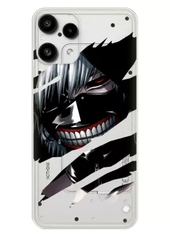 Чехол для Nothing Phone 3A Lite Кен Канеки в тени из прозрачного силикона