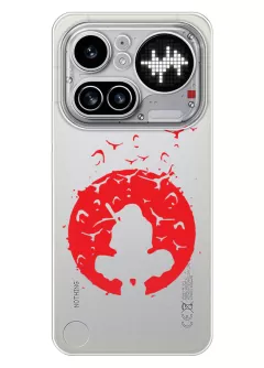 Nothing Phone (4a) Pro чехол силиконовый прозрачный - Красное лого Саскэ Учиха