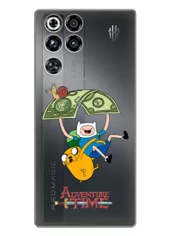 Nubia RedMagic 11 Pro Plus чехол Время приключений Фин Джейк и улитка спускаются на парашюте-долларе, силиконовый прозрачный