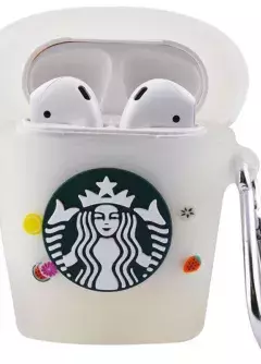 Силиконовый футляр Logo series для наушников AirPods 1/2 + карабин, Starbucks Neon Cocktail