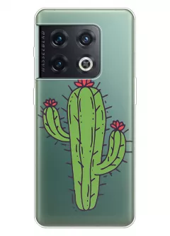 Чехол для OnePlus 10 Pro с рисунком на прозрачном силиконе - Тропический кактус