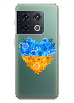 Патриотический чехол OnePlus 10 Pro с рисунком сердца из цветов Украины
