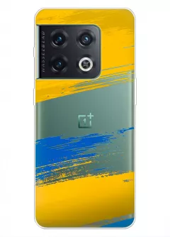 Чехол на OnePlus 10 Pro из прозрачного силикона с украинскими мазками краски