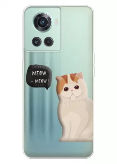 OnePlus 10R чехол из прозрачного силикона с котиком