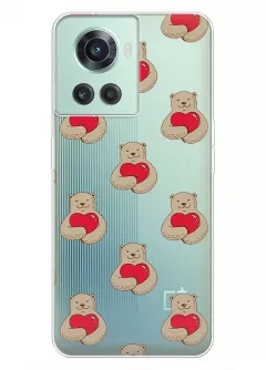 Чехол для OnePlus 10R с принтом - Влюбленные медведи