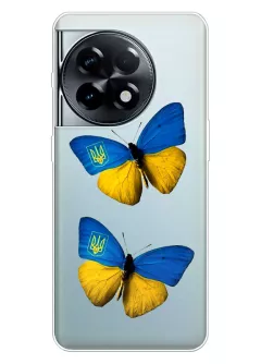 Чехол для OnePlus 11R из прозрачного силикона - Бабочки из флага Украины