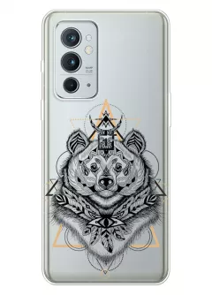 Чехол для ВанПлюс 9РТ с прозрачным рисунком из силикона - Медведь индеец