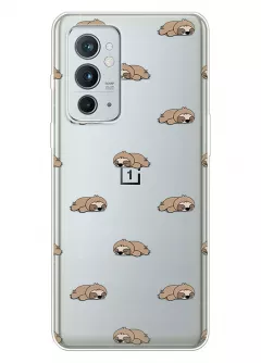 Чехол для ВанПлюс 9РТ с прозрачным рисунком из силикона - Спящие ленивцы