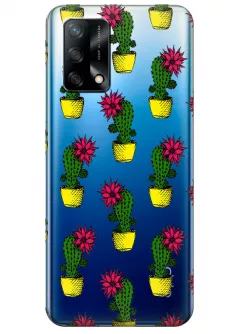 Чехол для OPPO A74 с тропическими кактусами